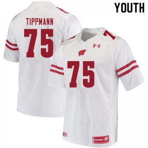 Youth Wisconsin Badgers Joe Tippmann #75 White Alumni Jerseys 831723-239