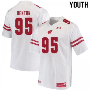Youth Wisconsin Badgers Keeanu Benton #95 Stitched White Jersey 895203-939