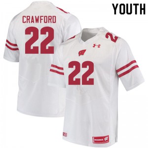 Youth Wisconsin Badgers Loyal Crawford #22 White High School Jersey 352075-762