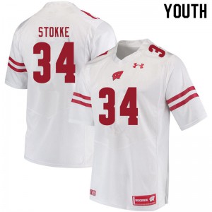 Youth Wisconsin Badgers Mason Stokke #34 White Stitched Jerseys 432505-891