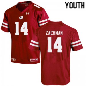 Youth Wisconsin Badgers Preston Zachman #14 Red College Jersey 180806-150
