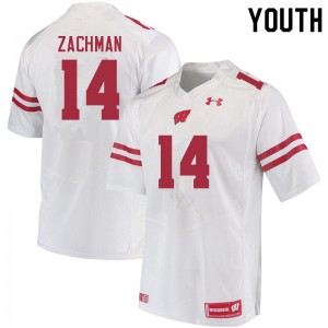 Youth Wisconsin Badgers Preston Zachman #14 White Football Jerseys 215978-370