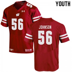 Youth Wisconsin Badgers Rodas Johnson #56 Stitch Red Jerseys 490115-233