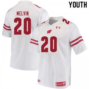 Youth Wisconsin Badgers Semar Melvin #20 White University Jersey 826640-786