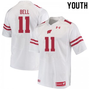 Youth Wisconsin Badgers Skyler Bell #11 Football White Jersey 798652-563