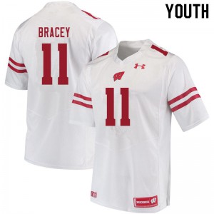 Youth Wisconsin Badgers Stephan Bracey #11 Stitch White Jersey 243285-176