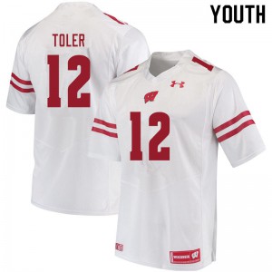 Youth Wisconsin Badgers Titus Toler #12 High School White Jerseys 164840-852