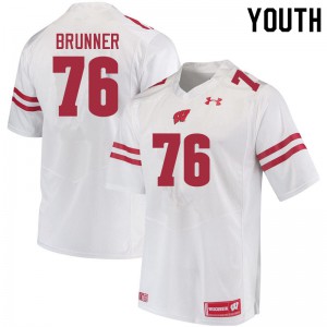 Youth Wisconsin Badgers Tommy Brunner #76 High School White Jersey 760357-588